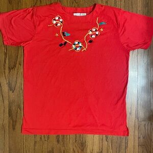 Vintage Bobby Brooks nautical red embroidered t- shirt size 16w